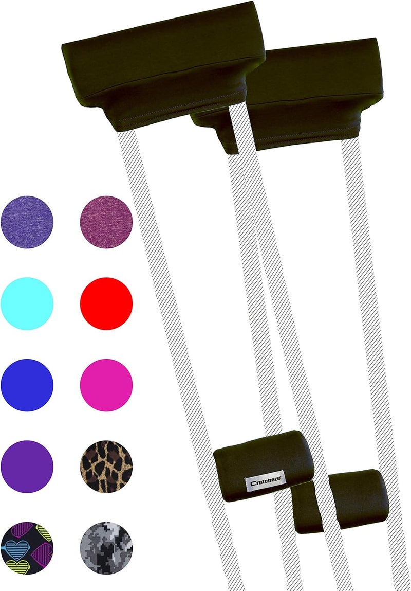 Crutcheze Premium Crutch Pad and Hand Grip Covers - Comfortable Washable Underarm Padding for Adult & Youth Crutches (Black) - Image 1